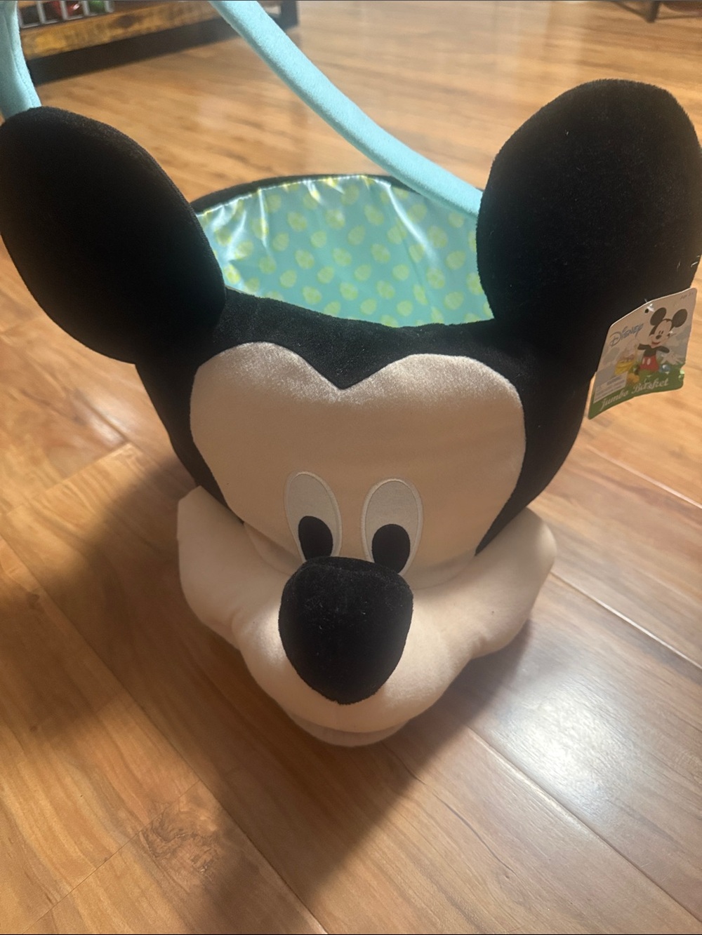 Disney Mickey Mouse Plush Basket - Black, White & Light Blue
